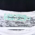 Southern Grace  Oklahoma White Serape Lace Stripe Sheer Burnout Shirt Medium Photo 8