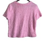 ZARA  Women Cropped Top L Pink Crew Neck Faux Fur Fuzzy School‎ Girl Festival Y2K Photo 3