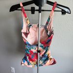 Athleta  Square Neck Bra Cup Floral Printed Tankini, Bora Bora Swim Suit 34B/C Photo 1