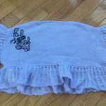 Free People  Robin Sheer Sweater Crop Tee Lavender black embroidery XS oversized Photo 9
