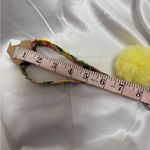 Handmade  Lemon and Floral Wristlet Keychain with Yellow Pompom Photo 5