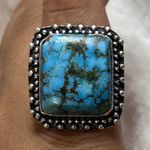 Natural Gemstone 925 Silver Plated turquoise Ring Blue Photo 0