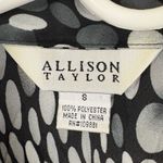 Allison Taylor  Black White Short Sleeve Ruffle V-Neck Top Small Business Work Photo 2