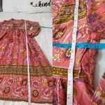 R Vivimos Floral Long Sleeves Drawstring Peasant Bohemian Dress Small floral Orange Photo 6