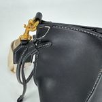 ZARA Faux Leather Pleated Crossbody Bag Black with Canvas Strap Black Photo 4