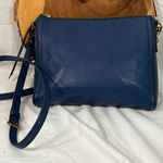 Fossil  Navy Blue Leather Crossbody Purse Zippered Top No1954 Photo 0