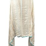 Vince Camuto Fringed Shawl or Scarf, Cream, Gold, Blue Photo 4
