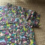 Carols Scrub Top Womens Medium Multicolor Butterflies Flowers Floral Nurse Purple Photo 6