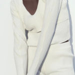 ZARA NEW Ribbed Cropped Sweater Knit in Cream Photo 0
