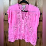 Johnny Was  CLEMENCE BLOUSE‎ in Pink, Size Medium Photo 3