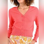 Molly Bracken  BUTTONED V-NECK CARDIGAN WITH SCALLOPED EDGING XS Photo 1