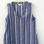 Umgee Womens size small striped sleeveless raw hem cotton linen blend dress Photo 2