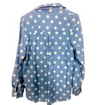 Blue Blush BLUEB Chambray Button Down Shirt Small Star Pattern Americana Coastal Holiday Photo 5