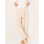 Free People  Lotta Love Wide Leg Trousers‎ In Sable Size 12 Pleated Linen Blend Photo 1