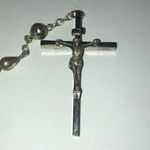 Vintage Metallic Beaded Silver Tone Catholic Rosary Necklace Photo 5