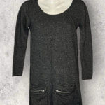 ZARA  Women’s Size Small Knit Scoop Neck 3/4 Sleeve Zip Pocket Mini Sweater Dress Photo 0