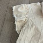 On Twelfth Women's Cream Denim Flutter Sleeve Button Down Sz L Photo 2