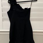 One Shoulder Ruffle Dress Black Photo 0