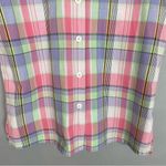 Vintage 90s Plaid Shirt Women Pastel Petite Short Sleeve Button Photo 5