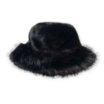 🆕Faux Fox Fur Black Bucket Hat Photo 3