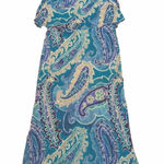 Chico's  2 Large 12 Halter Maxi Dress Long Blue Print Vacation Summer Paisley Photo 0