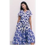 ZARA Blue Floral Tiered Midi Dress Women’s Size XS Photo 8