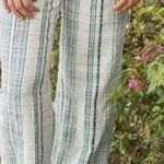 NWOT Sundance Women's Gigi Pants Green/White Plaid Cotton Straight Leg Pockets S Blue Photo 0