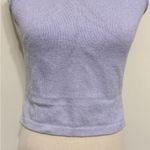 St. John  Knit Tank Top Stretch Lavender Square neckline Side Slits Size 4P Photo 2