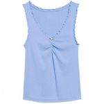 Old Navy Cinched Rib-Knit Tank Top  NWT Lighthouse Blue Small Photo 2