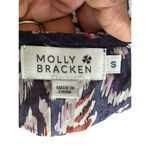 Molly Bracken  Oversized Printed Sheer Blouse V Neck Pom Pom Long Sleeves Sz S Photo 4