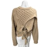 Milk and Honey Women's Brown Wool Cable Knit Tie Back Long Sleeve Sweater Top M/L Photo 1