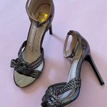 FRH Aerilyn Pewter Metallic Braided Woven Vegan Leather Heels Gray Size 7 Photo 0