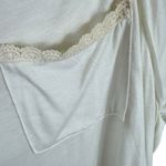 Umgee  NWT Cream Cold Shoulder Crochet Lace Trim Short Sleeve Cotton Blend Top L Photo 2