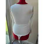 NWOT Womens Junior White Thong Long sleeved Bodysuit Square neck Size Large #392 Photo 1