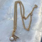 Gold A Initial Necklace with White Stone Charm Photo 2