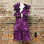 Gabrielle Union Ruffled Rosette Dress Womens Medium Plum Wedding Cocktail Party Purple Photo 4