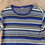 Talbots T by Striped Cotton Top Nautical Casual Long Sleeve Blue Black 1X Photo 9