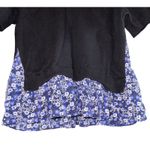 Kate Spade Broome Street Black Blue Ditsy Floral Peplum Sweater Top Womens Large Photo 2