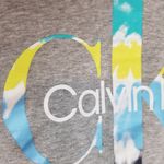 Calvin Klein GRAY TIE DYE WATERCOLOR FRONT LOGO SIDE SPLIT HEM LOUNGE SWEATSHIRT Photo 4
