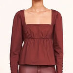 STAUD  Peggy Top Plum Cotton Poplin Peplum Blouse Size Large NWT Photo 0