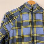 Eddie Bauer Womens Fleece Pullover Blue Yellow Plaid Quarter Zip L Photo 1