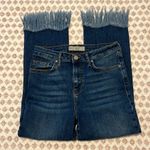 Topshop  Moto Dree Fringe Frayed Hem Cropped Jeans Blue Medium Wash Denim Size 28 Photo 4