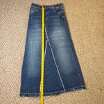 Mudd Vtg  Long Y2K Frayed Raw Bottom Hem Women's Blue Denim Jeans Skirt 90s Sz 0 Photo 2