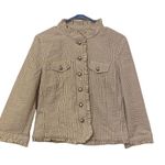 Sandro Striped Blazer Jacket Beige/white Size Medium 100% Cotton Photo 2