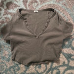 Garage  charcoal buttoned v neck tee m Photo 0