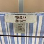 American Vintage NEW Women’s Vintage America Small Blues Iris Stripe Ruffle Top Cottagecore Photo 4