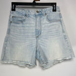 American Eagle  Mom Shorts High Rise Light Wash Distressed Jean 90s Denim Size 6 Photo 0