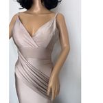 Jessica Angel 2010s  Champagne Satin Mermaid Gown with pooled train Size XS Photo 7