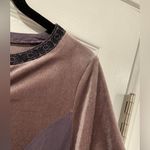 Esley  Plum Purple Velour Inlay Black Embroidered V Neck Flowy Peasant Top Size M Photo 2