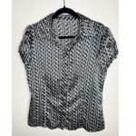 Apt. 9  Shirt Womens Medium Blue Geometric Button Down Stretch Short Sleeve Work Photo 0